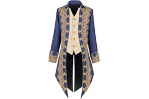 Taamlou Men's Medieval Tailcoat Jacket Embroidery Vintage Gothic Steampunk Tuxedo