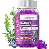 Sea Moss Gummies & Elderberry - Vitamin C + Zinc – Strength Immune & Thyroid Support Booster Gummy Bears for Kids & Adults - 60 Natural Seamoss Gummies