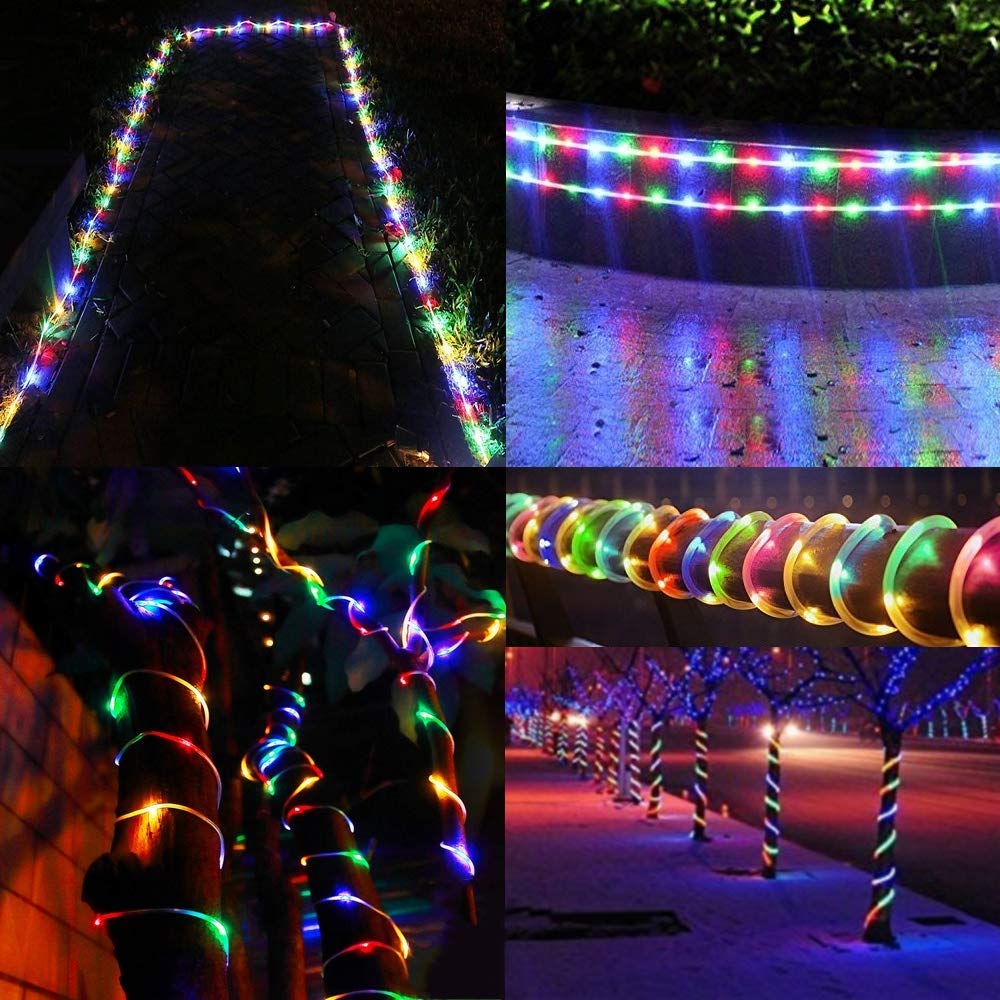 Luci Stringa Solare Da Esterno 30M Con 300 LED Viola, IP65 Impermeabile, 8 Modalità Per Giardino E Matrimoni