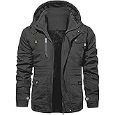 EKLENTSON Men's Winter Coat Fleece Lined Military Jacekt Thick Cotton Parka Jacket Warm Cargo Jacket Work Coat with Hood