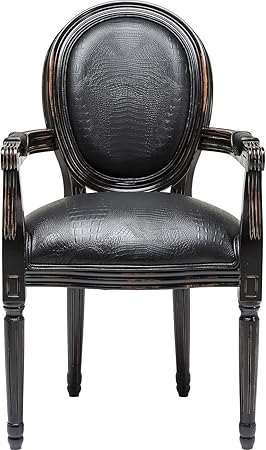 Tendancemeubles Fauteuil Baroque Médaillon Louis Croco Noir