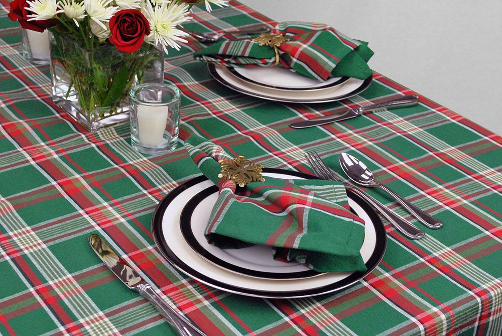 DII Dark Green Plaid 100 Cotton Oversized Napkin for Holidays, Family