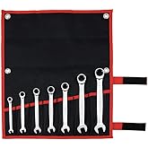 TONE Ratcheting Box End Wrench Set Standard, Metric, Black, 7-Piece, RM700 | Mirror Matte Finish, Overall Length 270 mm