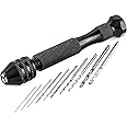 Bastex Precision Pin Vise Hand Drill with Twist Bits - Set of 11 Pieces. Great for models and Hobby.