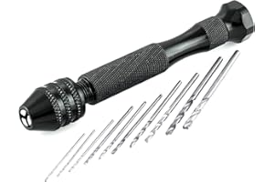 Bastex Precision Pin Vise Hand Drill with Twist Bits - Set of 11 Pieces. Great for models and Hobby.