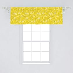 Ambesonne Yellow and White Window Valance, Pattern