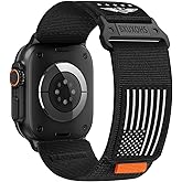 Rugged Trail Loop Bands for Apple Watch Ultra/3/2 Band 49mm 46mm 45mm 44mm 42mm Men,Stars-Stripes Flag Woven Nylon Sport Strap Soft Fabric Wristband for iWatch Series 11 10 9 8 7 6 5 4 3 SE 3/2nd 49