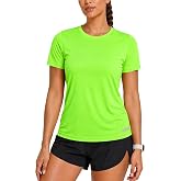 Zengjo Women's Short Sleeve Running Shirts Quick Dry Athletic Workout Tee | UPF 50+ sun protection, moisture-wicking tech jersey, tagless crew neck, reflective detail, outdoor training