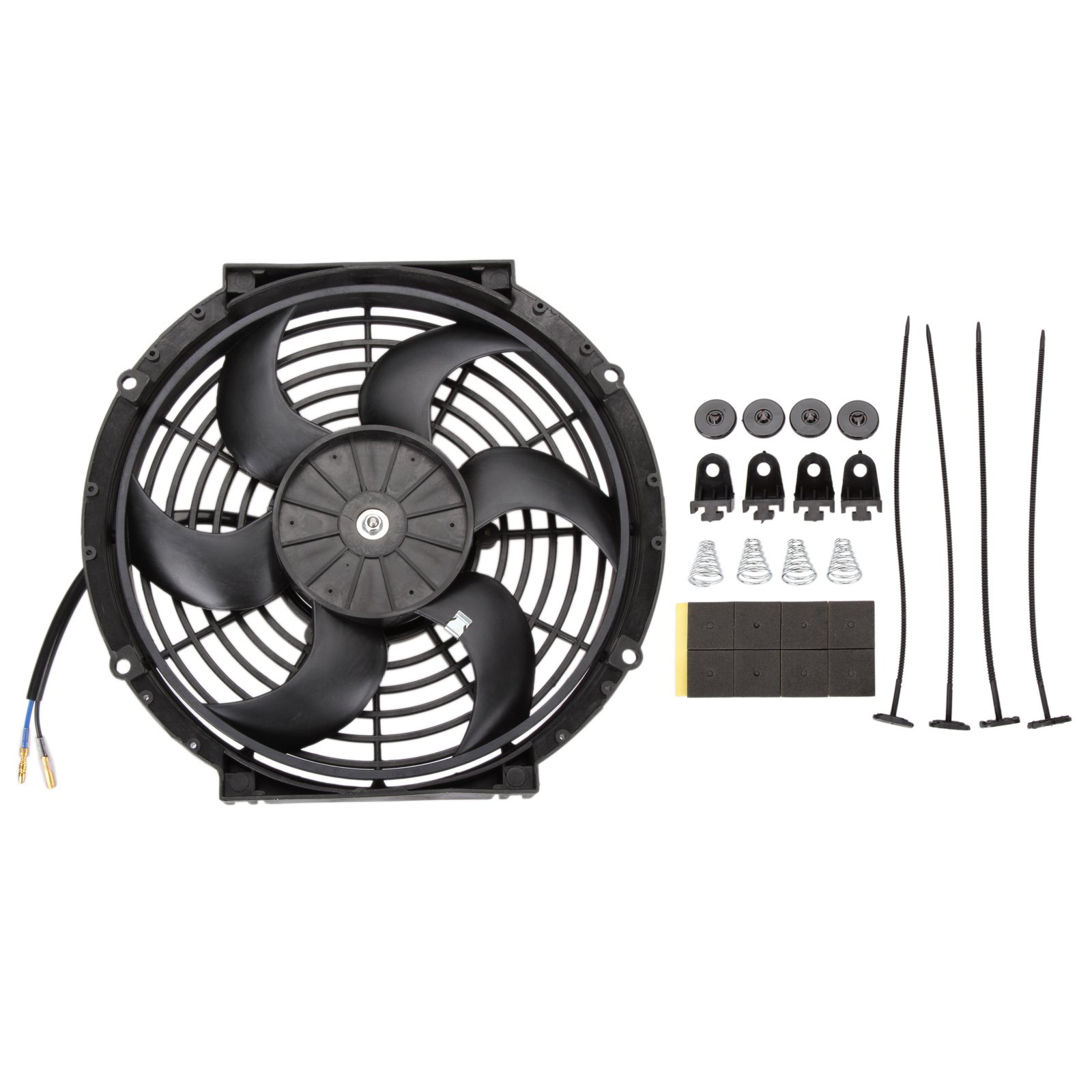 10'' inch 12V 80W Universal Electric Slim Line Curved Blade Radiator Engine Cooling Fan From Madlife Garage