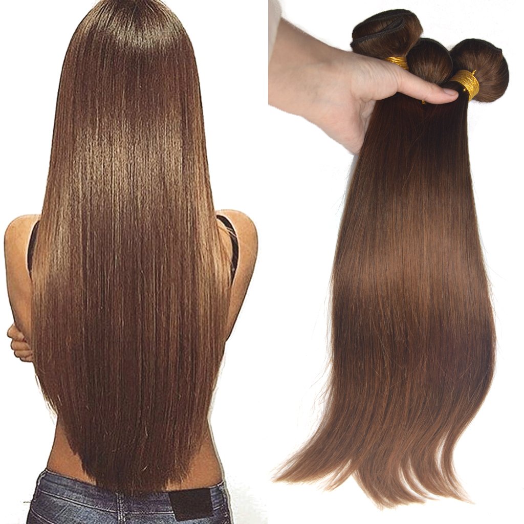 Amazon Com Medium Brown Brazilian Straight Hair Weave Bundles 3