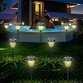 Hecanide Solar Pool Lights, Warm White, 4 Pack | Outdoor Waterproof, 3-in-1 Auto On/Off LED, Above Ground &amp; Inflatable Pools, Trampolines, Fences, Patio and Deck