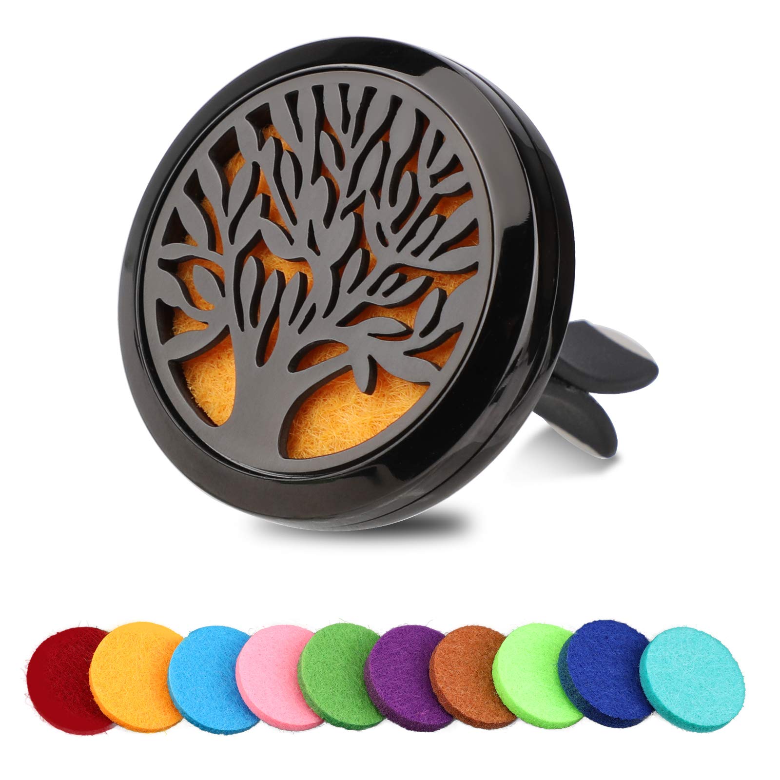OOTSR Car Aromatherapy Essential Oil Diffuser, Car Diffuser Vent Clip with 10Pcs Random Color Felt Pad, Air Freshener Vent Clips(Tree Pattern)