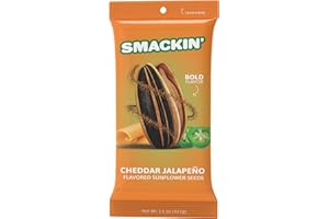 SMACKIN' Sunflower Seeds, Roasted Jumbo Small-Batch, American Made - Cheddar Jalapeño. 1.5oz bags (6 Pack)