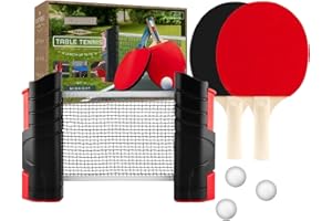 BLKSMITH All-in-One Portable Ping Pong Set with Retractable Ping Pong Net (up to 75" Wide), 2 Premium Paddles, 3 Balls - Complete Portable Ping Pong Table Set for Indoor and Outdoor Use Family Fun