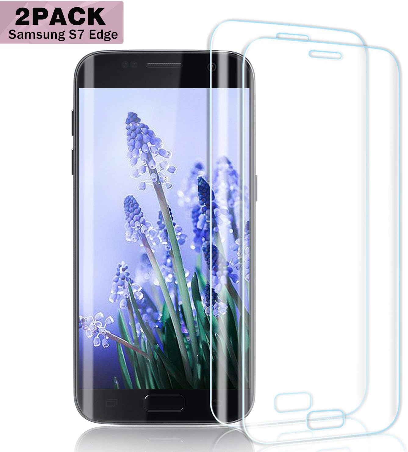 Nutmix Galaxy S7 Edge Screen Protector, [2Pack] Shatteproof Premium Tempered Glass Film, 9H Hardness, Anti-Scratch, Bubble Free, Easy Installation, for Samsung Galaxy S7 Edge - Transparent
