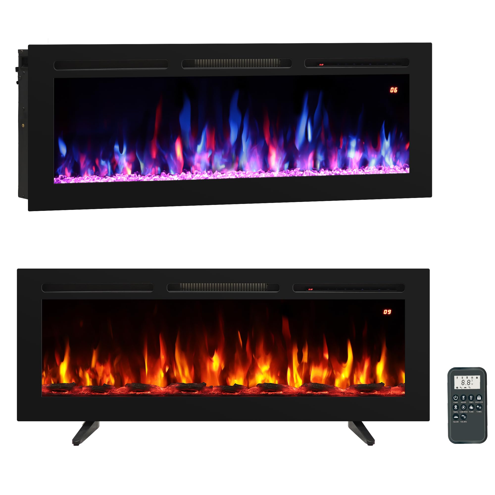 Photo 1 of ***LEGS ARE MISSING AS WELL AS POSSIBLY OTHER PARTS***SIMILAR TO Oxhark Flame 48 Inches Electric Fireplace, Freestanding & Wall Mounted & Recessed Electric Fireplace Inserts, Remote Control, 14 Flame Colors, 9H Timer?Thermostat Fireplace Heater, 1500W, Bl