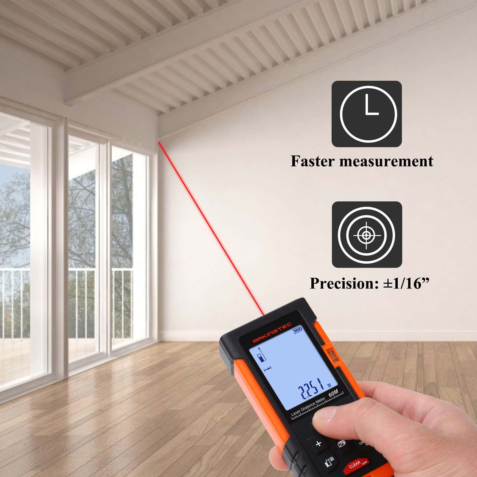 Mua Laser Measurement Tool,196Ft Laser Measure Ft in M Unit Switch with ...