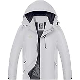 TEZO Mens Rain Jacket Waterproof with Hooded Hiking Coat Lightweight Windbreaker