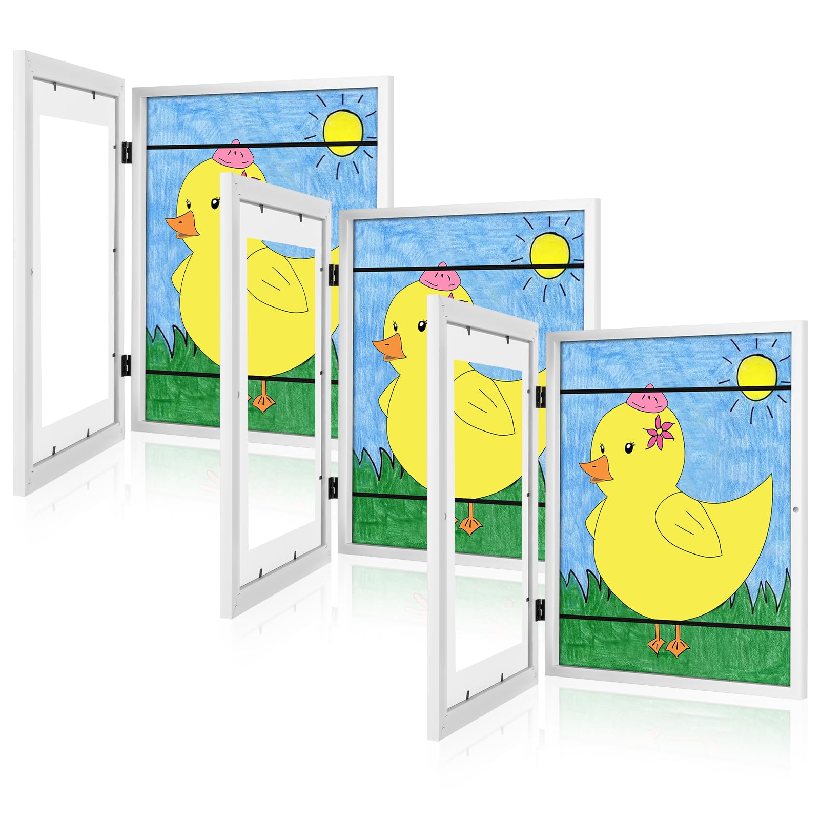 Photo 1 of [3 Pack] Kids Art Frames, 10x12.5 Front Opening Kids Artwork Frames Changeable, Displays 8.5x11 With Mat and 10x12.5 Without Mat, Holds 50 Pcs, for 3D Picture, Crafts, Hanging Art, Portfolio Storage