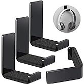 Weewooday 4 Pieces Headphone Hanger Headset Stand Holder, Black | Adhesive Wall Mount Headphone Hook under Desk Acrylic Gaming Earphones Hanger for Earphone Controller