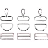 Goyunwell 1-1/2 inch Swivel Lobster Clasp with D Rings Tri Glide Swivel Hooks for Dog Collar Strap Hardware Purse Bag Making Silver