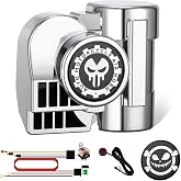 BANHAO Train Horn for Motorcycle 12V, Loud Air Horn Kit for Car Truck | Chrome Plated Shell, Built-in Air Pump, Compact Yet Powerful, 150dB, Switch &amp; Relay Harness, Universal for All 12v Vehicles