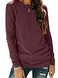 AUTOMET Womens Long Sleeve Round Neck Shirts Basic