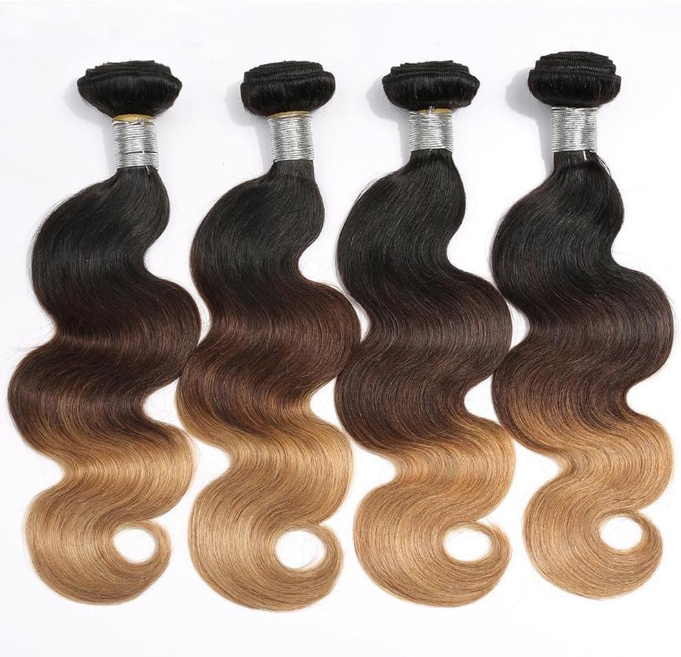 MXXYY Brazilian Three-color gradient Ombre Hair Body Wave Human Hair Weave 100gram/Bundle Unprocessed Remy Human Hair Extensions
