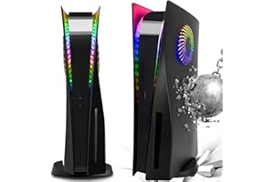 Cover Plates with RGB Light Strip for PlayStation 5 Disc Version and Cooling Vent, SIKEMAY PS5 Faceplate PS5 Accessories Bund