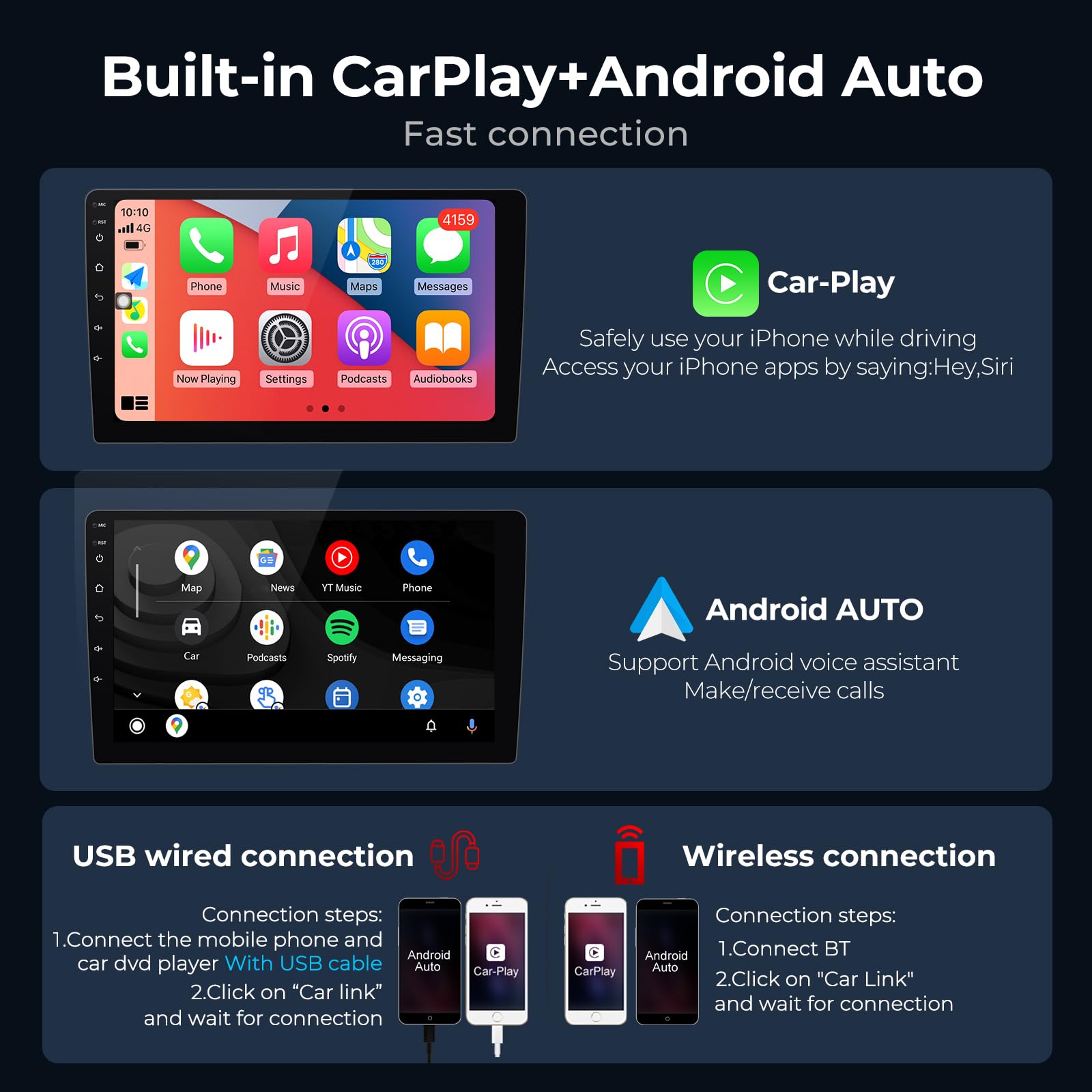 FELLOSTAR Android Touchscreen for Ford Escape 2012-2019 Radio Upgrade Stereo Replacement with Carplay Android Auto 8-Core 9 Inch QLED Screen