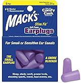 Mack's Slim Fit Soft Foam Earplugs, 5 Pair - Small Ear Plugs for Sleeping, Snoring, Traveling, Concerts, Shooting Sports & Po