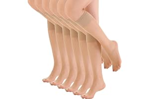EVERSWE 6 Pairs Women's Sheer Knee High Stockings 15D