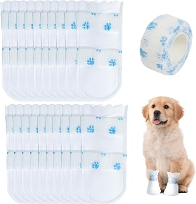 GBULTR 20pcs Disposable Dog Boots for Injured Paws Waterproof Bandage Cover