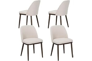 COLAMY Upholstered Dining Chairs Set of 4, Modern Kitchen Chairs with Back, Fabric Side Dining Room Chairs with Wood Legs for Kitchen Dining Room Restaurant, Beige