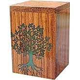 Wooden Resin Cremation Urn for Human Ashes – Keepsake Memorial Urn Box – Handmade Funeral Ashes Container for Adults or Pets Keepsake for Family Sharing