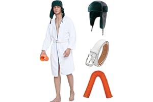 TUOWEEY Men Christmas White Costume Set Cosplay Props Robe Hat Belt Hose Winter Holidays For Party Vacation