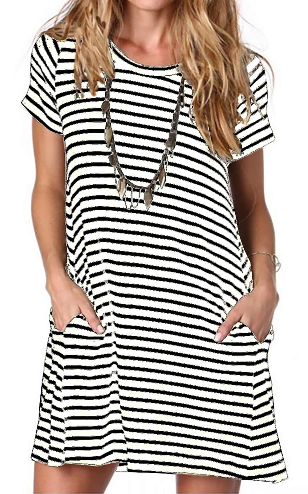 Photo 1 of Alaster Queen Women's Casual Summer T Shirt Dress Loose Short Sleeve Tunic Dress with Pocket for Women