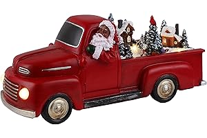 Mr. Christmas 10.5" Animated Nostalgic Red Truck - Black Santa