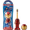 Brush Buddies Marvel Iron Man Kids Toothbrush, Soft Rounded Bristles, Poppin' Fun Superhero Toothbrush Cover