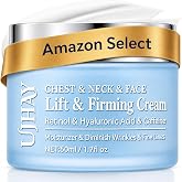 UJhay Retinol Neck Cream, Hyaluronic Acid and Caffeine Enriched Neck Firming Cream to Minimize Fine Lines &amp; Dullness - 3-in-1 Moisturizing Cream for Neck, Chest and Face (50 ml/1.7 oz)