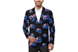 Australia Map Flag Mens Blazers Business Sport Coat Casual 2 Button Lightweight Suit Jacket