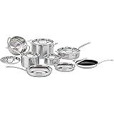 Cuisinart MCP-13 Multiclad Pro Stainless Steel 13 Piece Cookware Set with Triple Ply Construction, Aluminum Core, and Self Ba