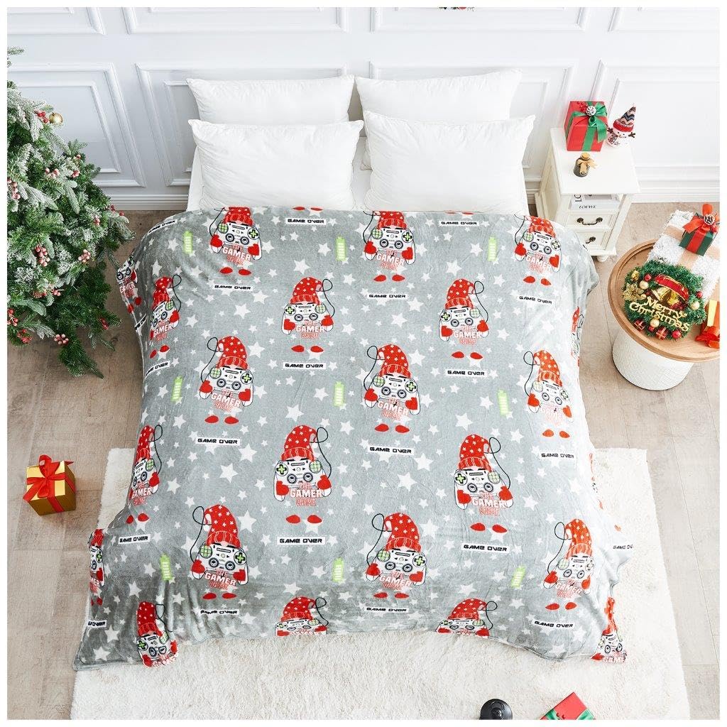 GC GAVENO CAVAILIA Christmas Blanket - Soft Fluffy Throw Polyester Sherpa Fleece Blankets For Bed, Sofa, and Couch - Warm large Throws (230x230 Cm) - Xmas Blanket for Adults