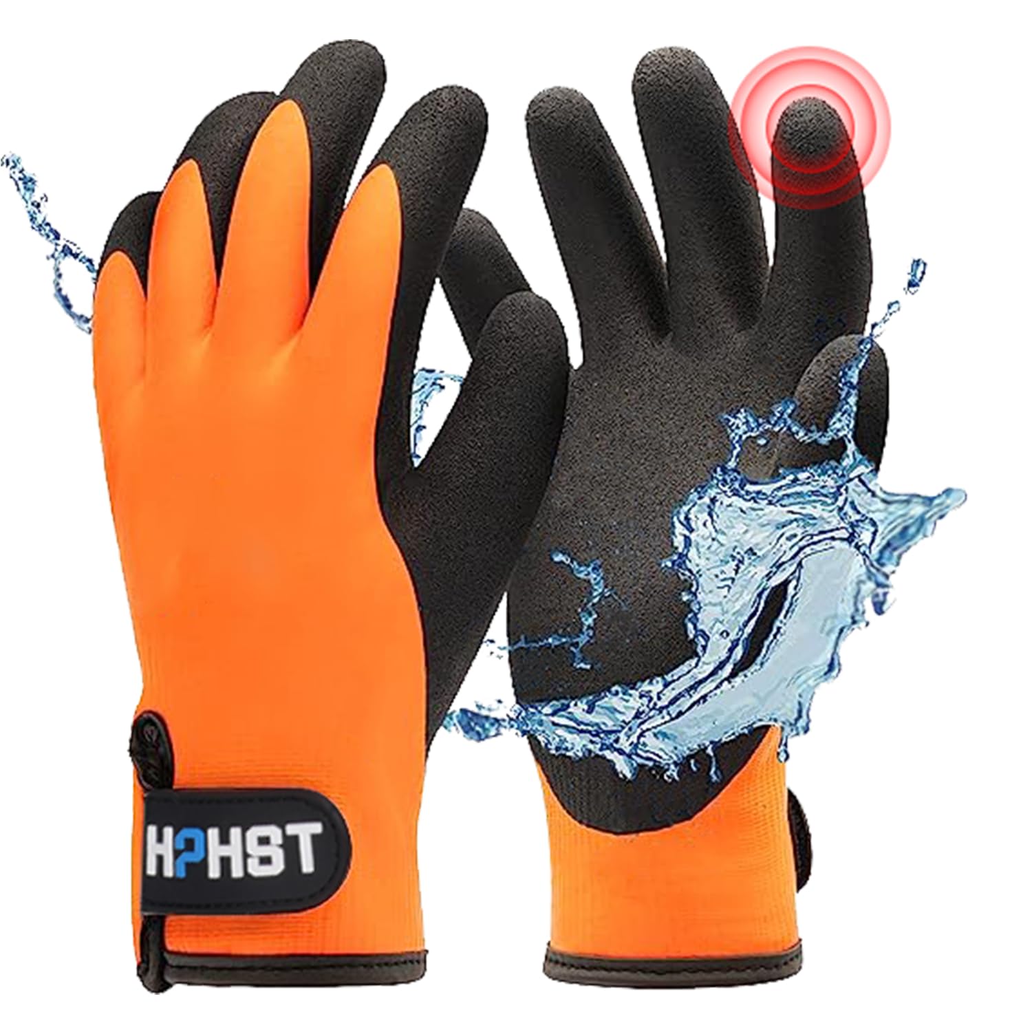 Photo 1 of HPHST Waterproof Work Gloves for Men and Women, Winter Work Gloves for Cold Weather, Touchscreen, Thermal Insulated Freezer Gloves (Orange, Large)