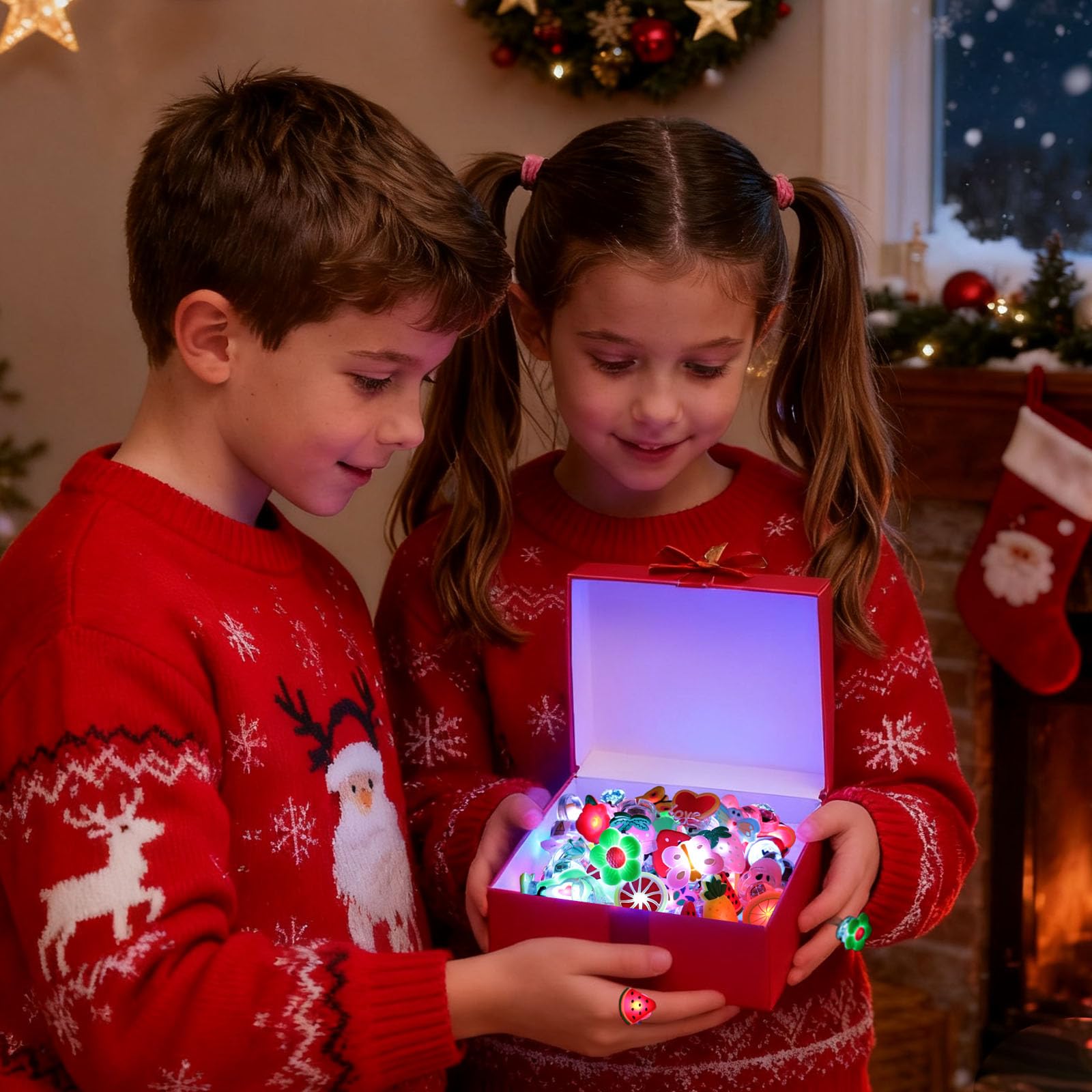 LovesTown 50PCS LED Light up Rings, Light up Toys for Kids Glow in the Dark Party Supplies Flashing for Halloween Christmas Birthday Party Favors Classroom Prizes Goodie Bag Fillers