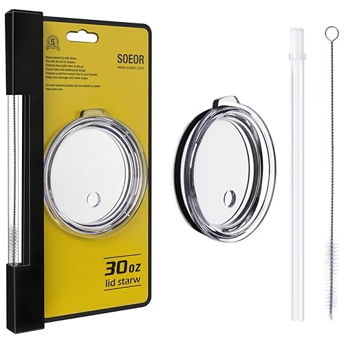 SOEOR Spill Proof Lid With Straw For 30 Oz YETI Rambler, Tumbler