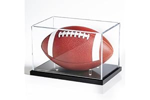 AUCARE Football Display Case, Acrylic Football Case Display Clear, UV Protected Memorabilia Holder, Football Stand for Autographed, No Assembly Required