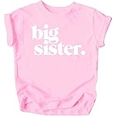 Bold Big Sister Colorful Sibling Reveal Announcement T-Shirt for Baby and Toddler Girls Sibling Outfits