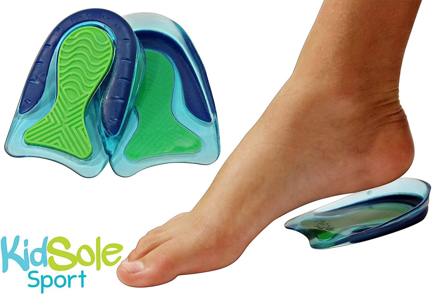 KidSole Sport Traction Shock Absorbing Lightweight Gel Heel Cups For Kid's With Sensitive Heels, Heel Spurs, Plantar Fasciitis, or Ankle Pain (Kid's Size 3-7) 2 Pairs, 4 Single Heelcups: Health & Personal Care