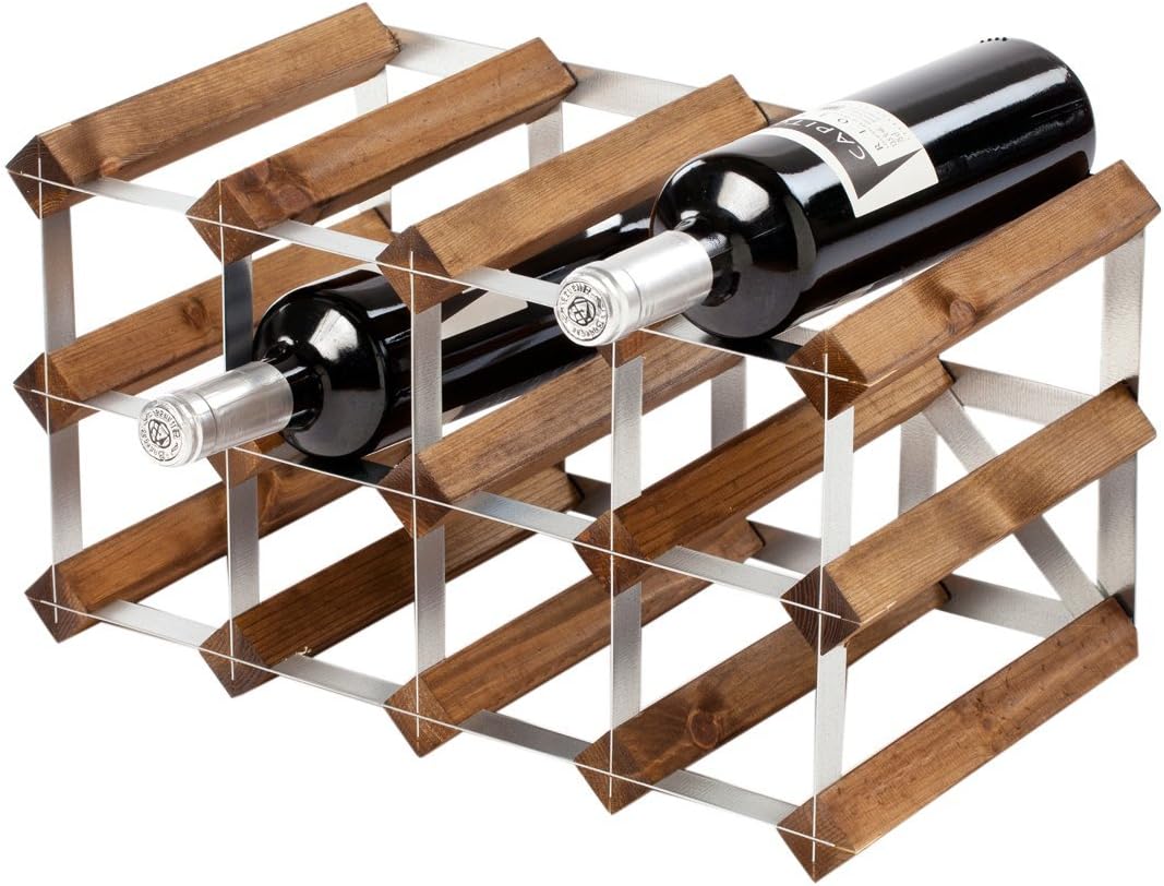 Étagère à vin en bois traditionnel Chêne foncé 2 x 12 bouteilles et portebouteilles de vin Étagère à vin en bois traditionnel Chêne foncé 2 x 12 bouteilles et portebouteilles de vin